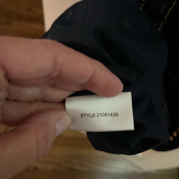 Tory Burch Sylie Sheath Dress Navy and Gold - Picture 6 of 7